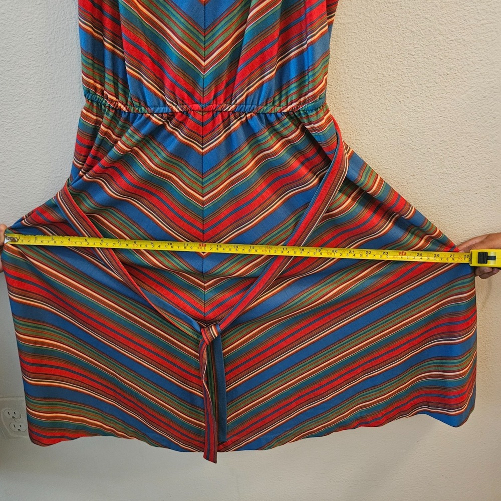 Vintage 70s Lanz Original Midi Dress Stripe Spaghetti Strap Belt S/M - Picture 13 of 16